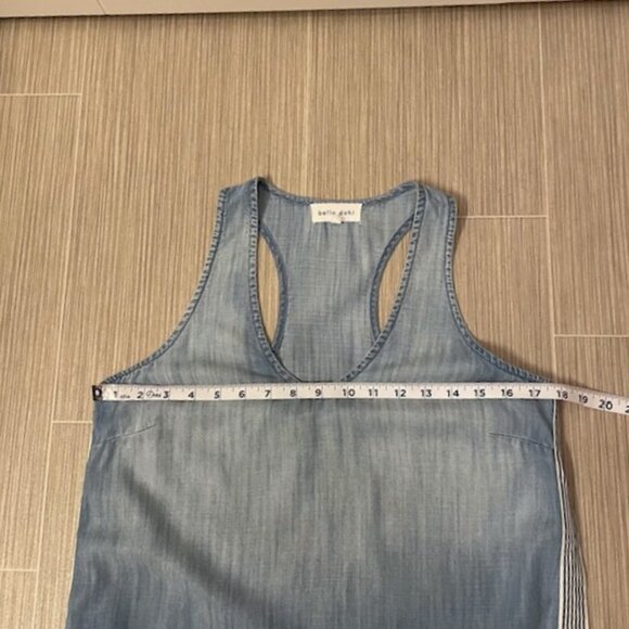 Bella Dahl Side Stripe Sleeveless Racerback Chambray Mini Dress Blue Small - Picture 15 of 16
